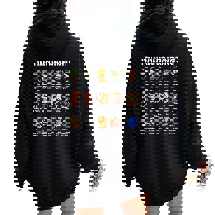 イタリアン ブレイン ミーム キャラクター かわいい 子供 男性 女性 レディース オーバーサイズ パーカー バックプリント