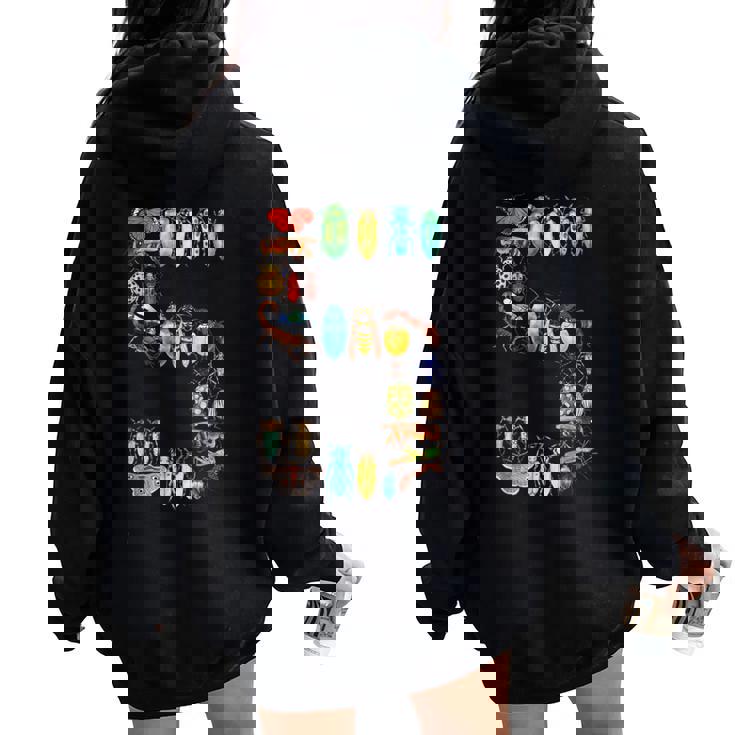 キッズ 5歳 誕生日 虫 虫 カブトムシ 男の子 女の子 5歳 レディース オーバーサイズ パーカー バックプリント