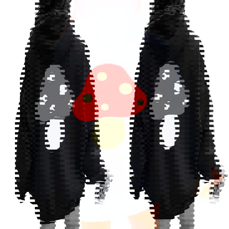 シンプルでキュートなキノコのグラフィック Cute Mushroom レディース オーバーサイズ パーカー バックプリント