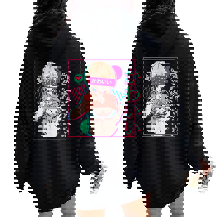 スケベなアニメの女の子 レディース オーバーサイズ パーカー バックプリント