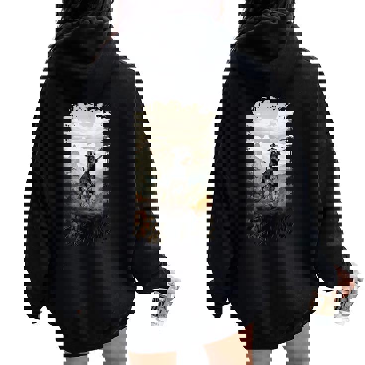 スタンダード シュナウザー マウンテン 肉球デザイン 犬 お母さん お父さん レディース オーバーサイズ パーカー バックプリント