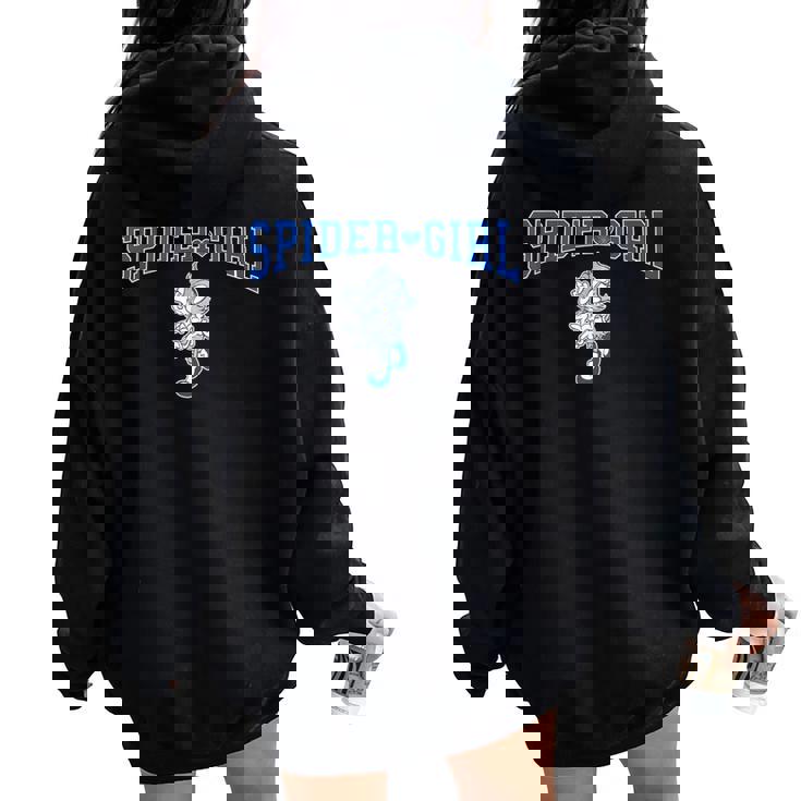 スパイダー・ガールpider Girl 青 レディース オーバーサイズ パーカー バックプリント