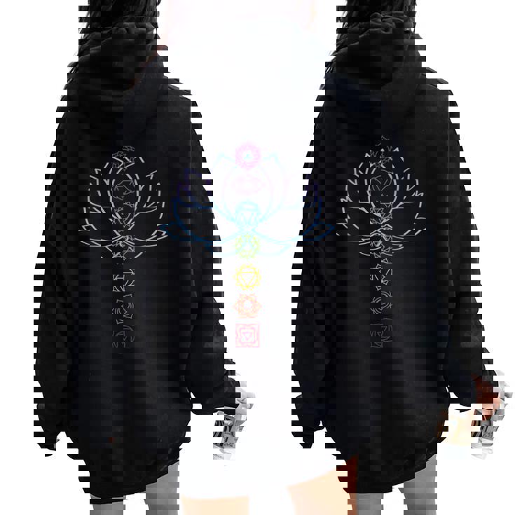 スピリチュアル禅 蓮の花のチャクラ ヨガ愛好家 レディース オーバーサイズ パーカー バックプリント