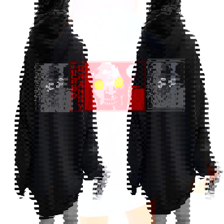 ターボおばあちゃん レディース オーバーサイズ パーカー バックプリント