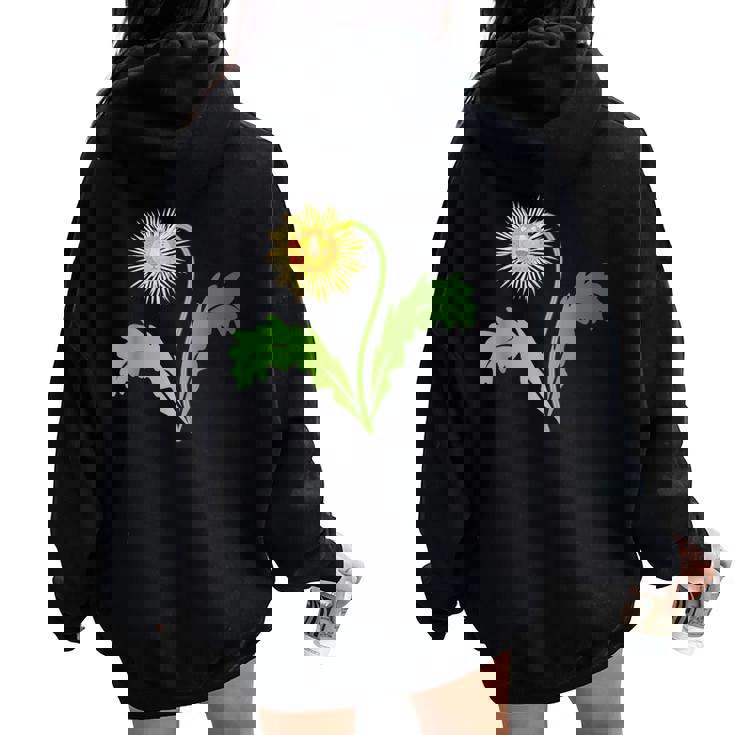 ダンディライオン タンポポ 黄色い花 ライオンの頭 レディース オーバーサイズ パーカー バックプリント