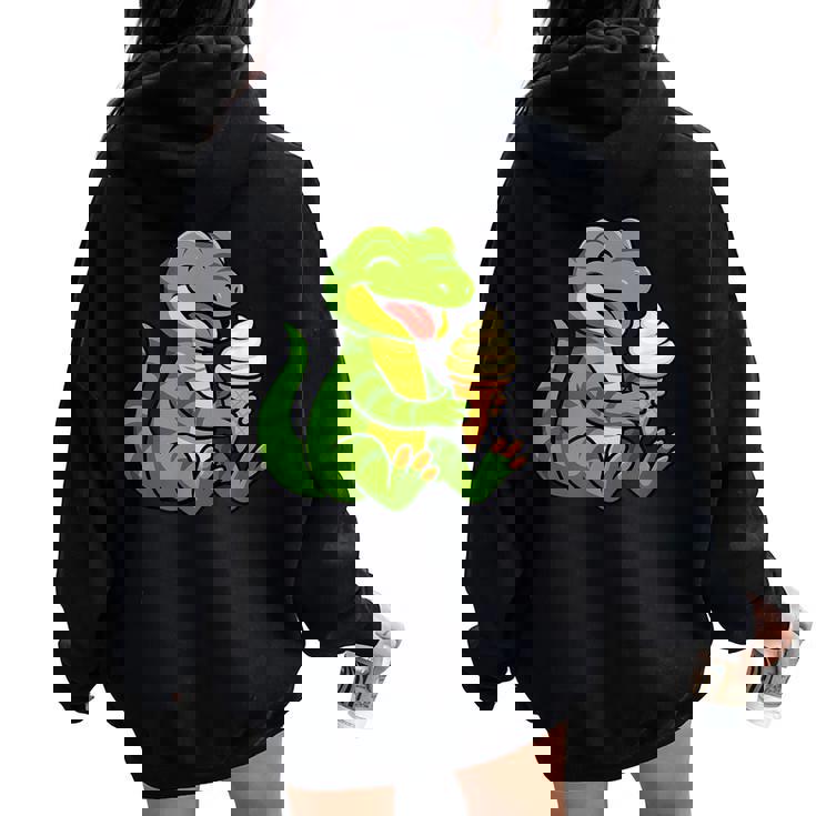 トカゲ アイスクリーム 動物園 動物好き カワイイ 男の子 女の子 キッズ レディース オーバーサイズ パーカー バックプリント