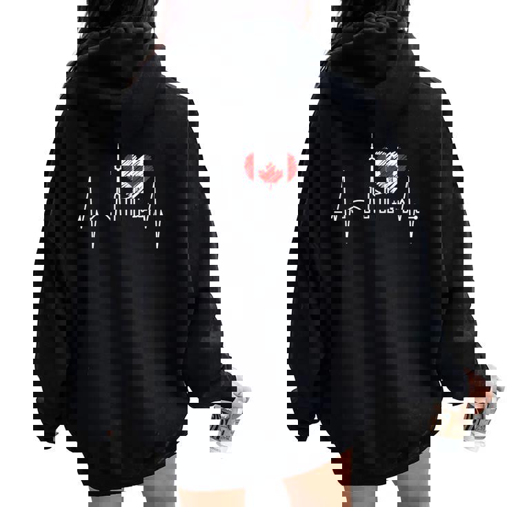 トロント スカイライン ハートビート カナダ国旗 男性用 女性用 カナダ レディース オーバーサイズ パーカー バックプリント