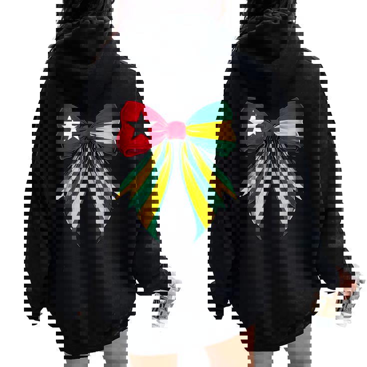 トーゴ トーゴ語 プライド コケット リボン 旗 女の子 ママ レディース オーバーサイズ パーカー バックプリント