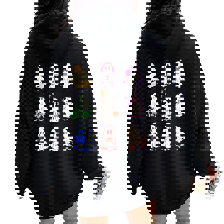 ハロウィンカラフルスペクタクル:9のお化けの魔法の夜 For And Men レディース オーバーサイズ パーカー バックプリント