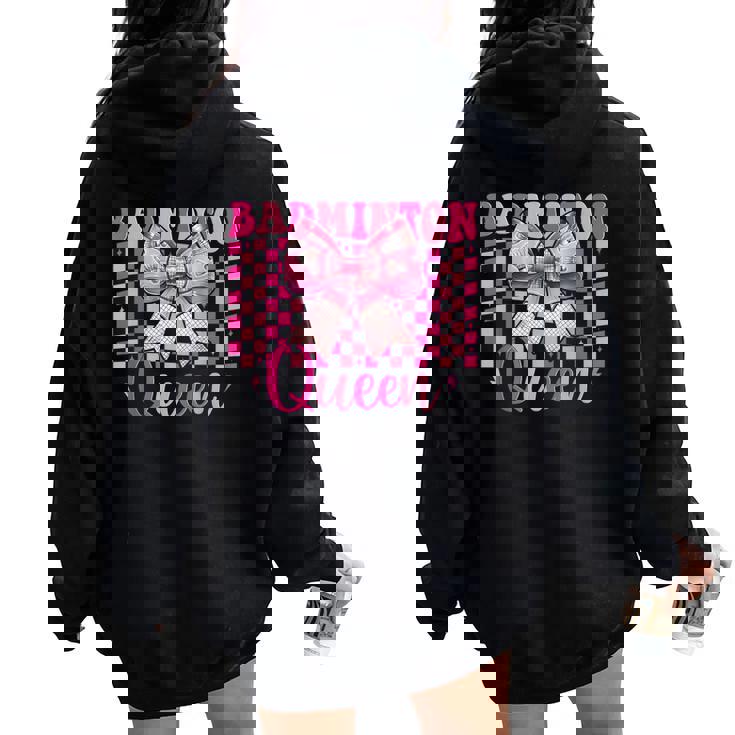 バドミントン クイーン プレイヤー 女の子 ママ 母の日 コケット リボン レディース オーバーサイズ パーカー バックプリント