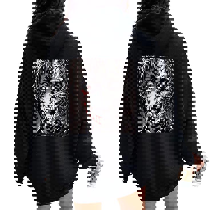 ホラー アニメ 漫画 日本 日本人 不気味 アニメ 女の子 レディース オーバーサイズ パーカー バックプリント