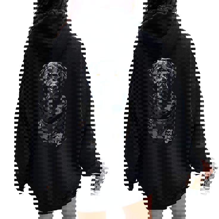 ラブラドール ポケット入り ブラックレトリバー おもしろ ブラック ラボ お母さん お父さん レディース オーバーサイズ パーカー バックプリント