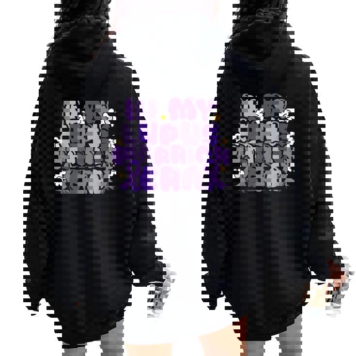 ループス・アウェアネス Lupus Warrior Era Wear Purple Ribbon Groovy レディース オーバーサイズ パーカー バックプリント