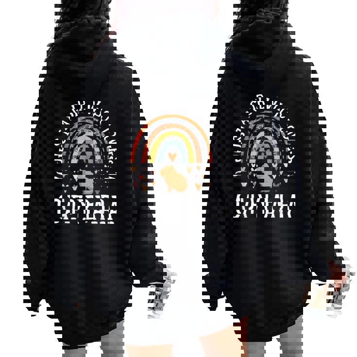 レインボー カピバラシャツ ガールズ Just A Girl Who Loves Capybara レディース オーバーサイズ パーカー バックプリント