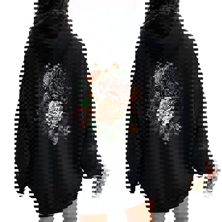 ヴィンテージ 薔薇 花 花 イラスト 花 レディース オーバーサイズ パーカー バックプリント