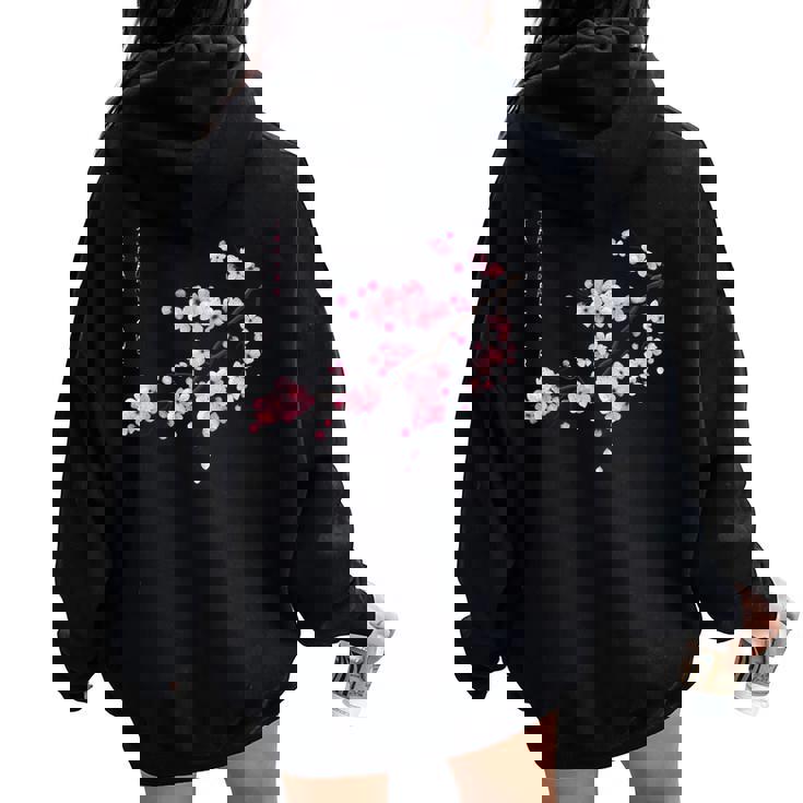 ヴィンテージ桜 日本の桜の花グラフィカルアート レディース オーバーサイズ パーカー バックプリント