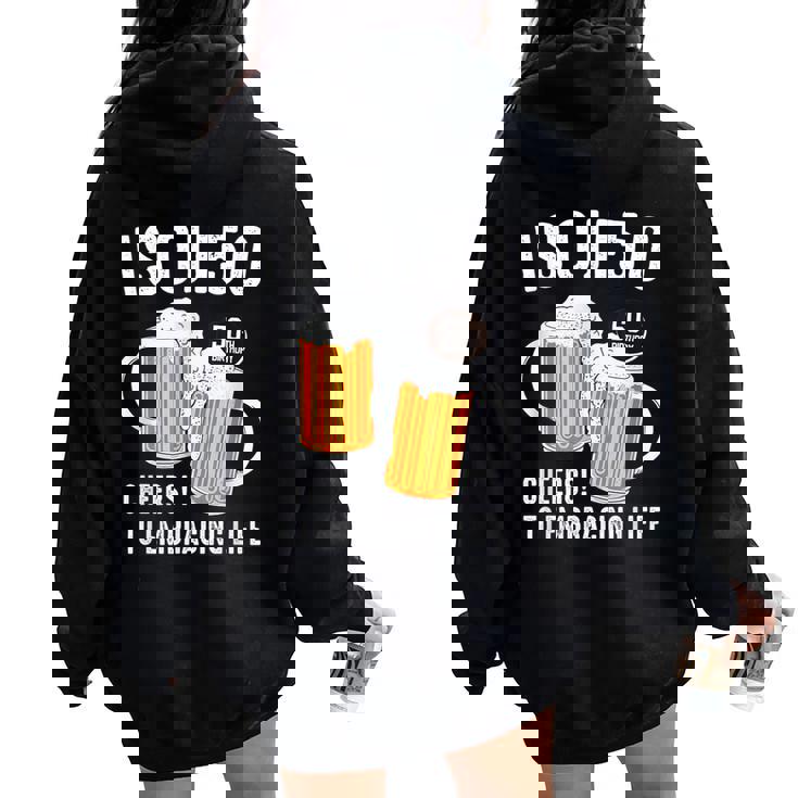 五十歳 五十路 ビール好き 酒好き 父 母 男性 女性 50歳お祝い Cheers To Embracing Life レディース オーバーサイズ パーカー バックプリント