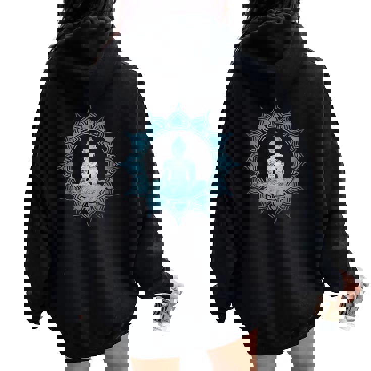 仏 瞑想 チャクラ 蓮の花 仏教 ヨガ レディース オーバーサイズ パーカー バックプリント