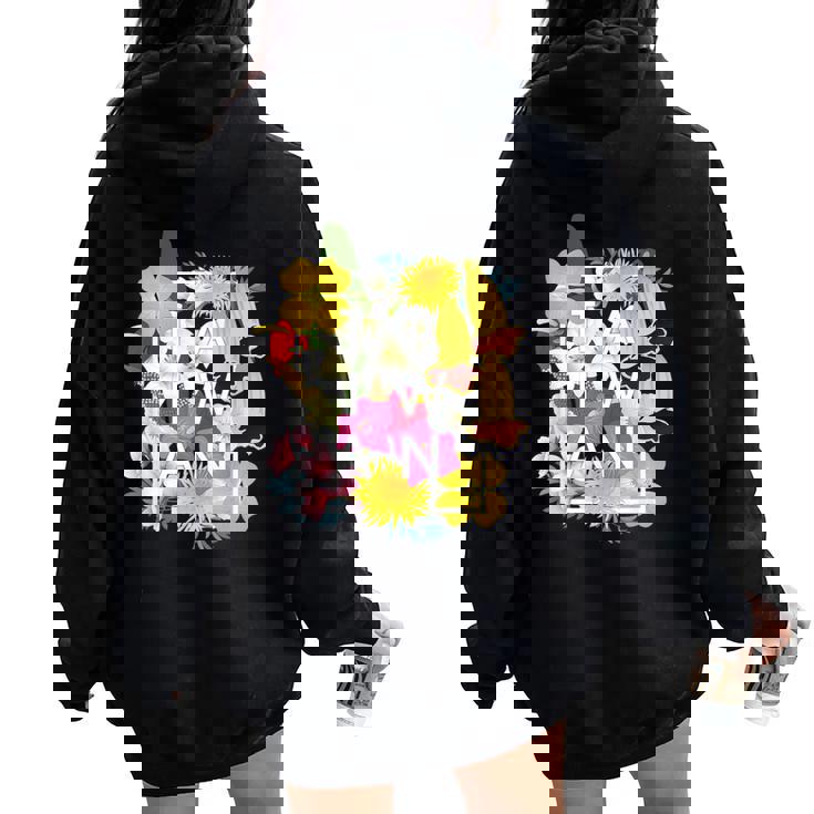 台湾の花ワードアート 台湾の誇り。 レディース オーバーサイズ パーカー バックプリント