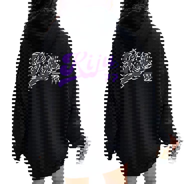 喜寿祝い 野球 野球好き 野球ユニフォーム風 Kiju 文字 父 母 男性 女性 おもしろ 77歳 誕生日 レディース オーバーサイズ パーカー バックプリント