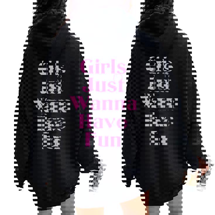 女の子はただ楽しみたいだけ レディース オーバーサイズ パーカー バックプリント