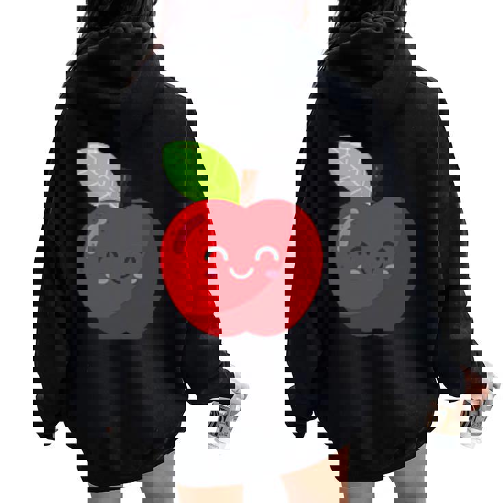 子供、女性、男性向けのミニマルな甘いリンゴ レディース オーバーサイズ パーカー バックプリント