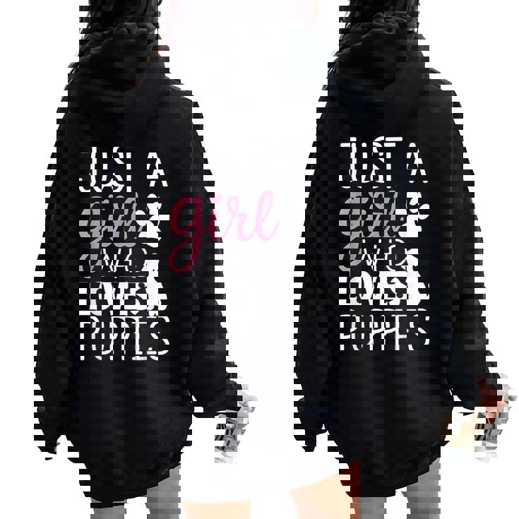 子犬 女の子 犬好き キュート ピンク 足跡プリント デザイン レディース オーバーサイズ パーカー バックプリント