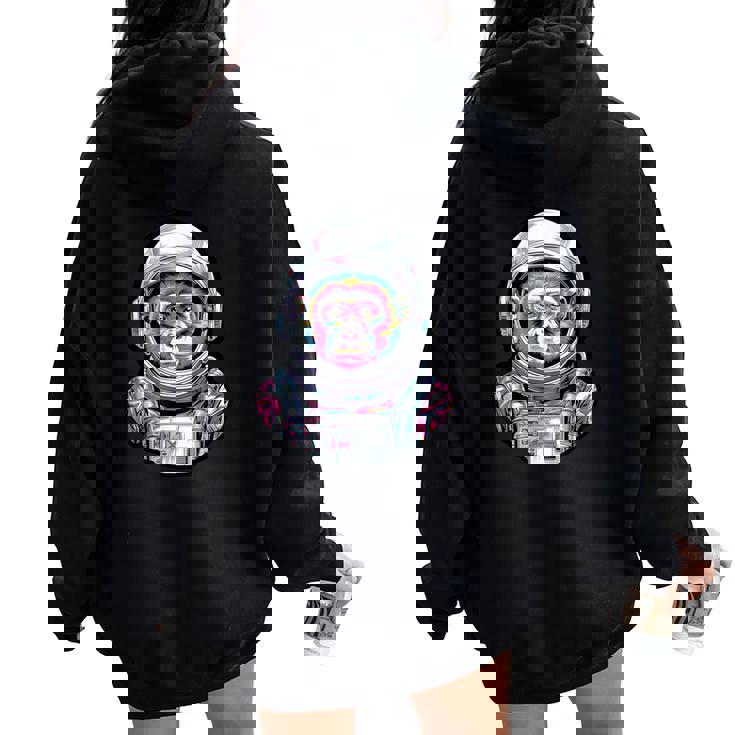 宇宙飛行士 猿 やってる 猿 惑星 科学 ギャグ 女性 男性 レディース オーバーサイズ パーカー バックプリント