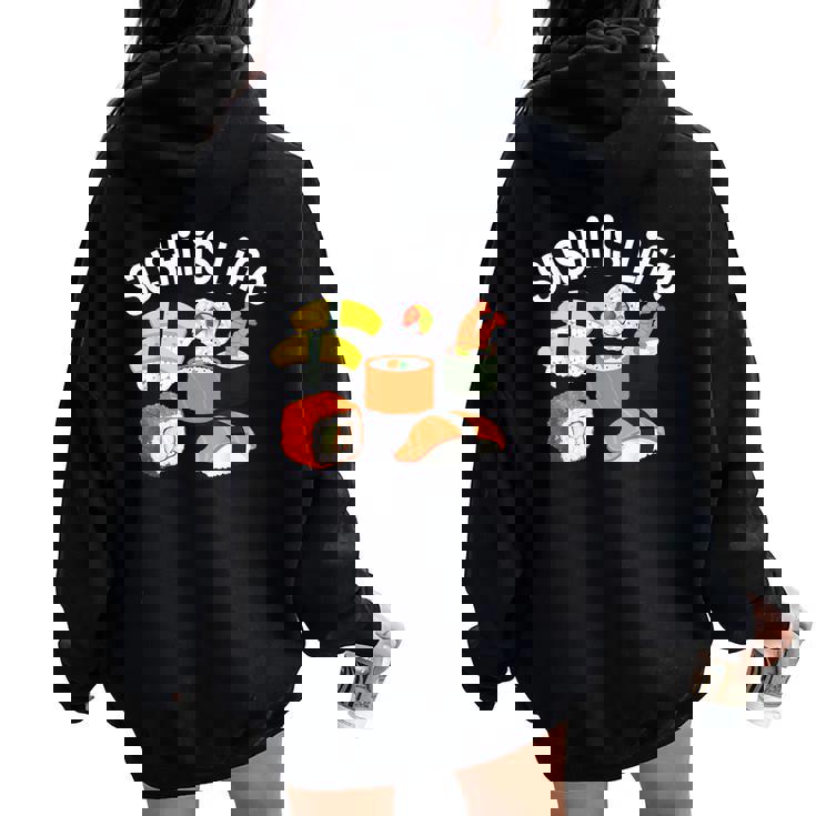 寿司アート 男性 女性 和食 寿司 巻き寿司 好き レディース オーバーサイズ パーカー バックプリント