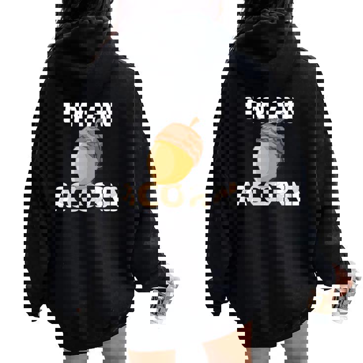 感謝祭 秋 どんぐり コスチューム Happy Falleason ギフト レディース オーバーサイズ パーカー バックプリント