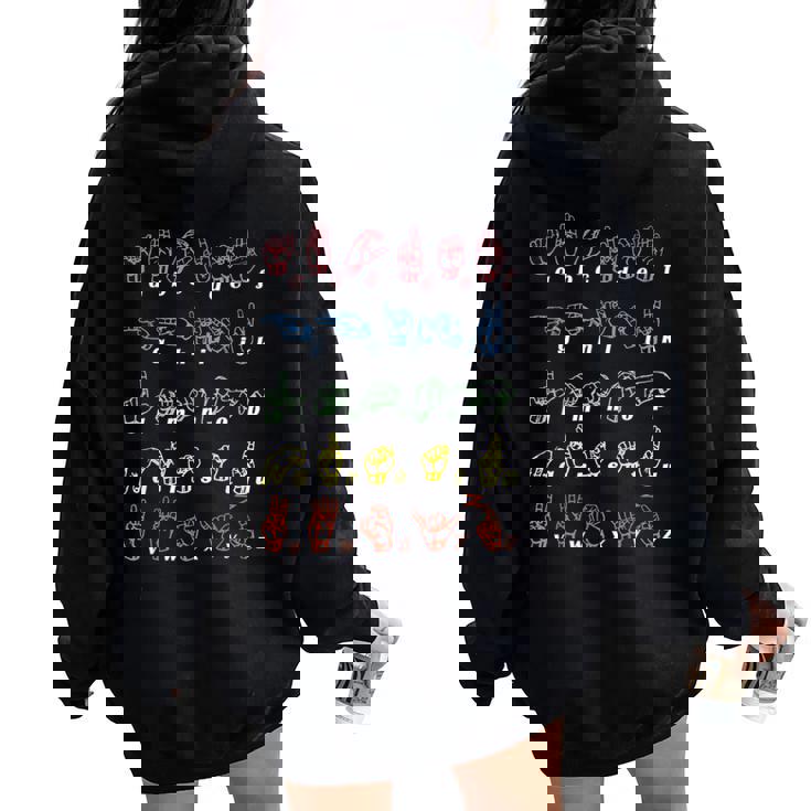 手話tシャツ Asl Teacher手アルファベット学習tシャツ レディース オーバーサイズ パーカー バックプリント