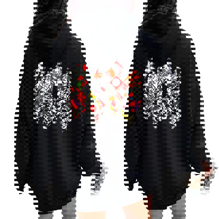 日本の伝統工芸品 花札 男性 女性 レディース オーバーサイズ パーカー バックプリント