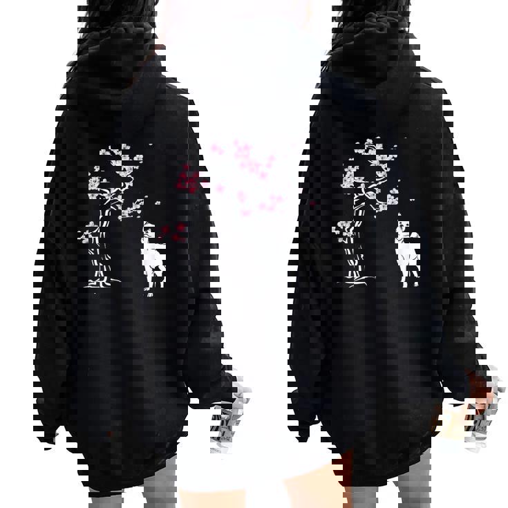 柴犬の桜hiba Inu Japanese Cherry Blossomakura レディース オーバーサイズ パーカー バックプリント