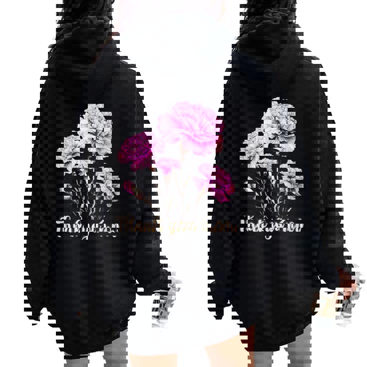 母の日 カーネーション 花 きれい ありがとう お母さん レディース オーバーサイズ パーカー バックプリント