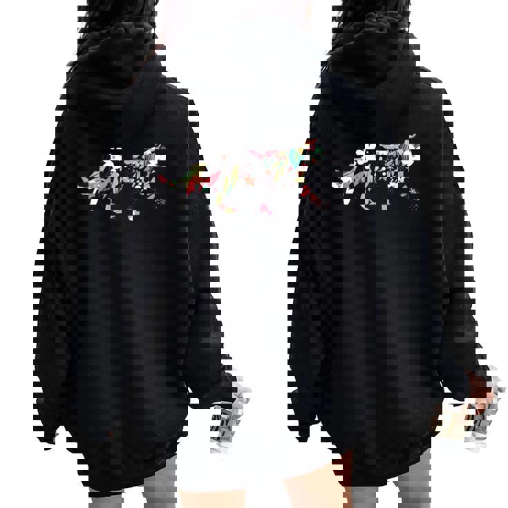 猫 花 かわいい 子猫 ガーデン フラワー 女の子 ギフト レディース オーバーサイズ パーカー バックプリント