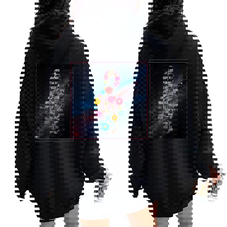 花 高音記号 銀河 宇宙 天の川 レディース オーバーサイズ パーカー バックプリント