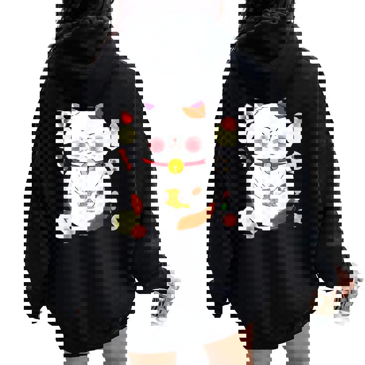 花より団子猫 Cat 猫 メンズ レディース ペット 動物 和風 キャラt レディース オーバーサイズ パーカー バックプリント