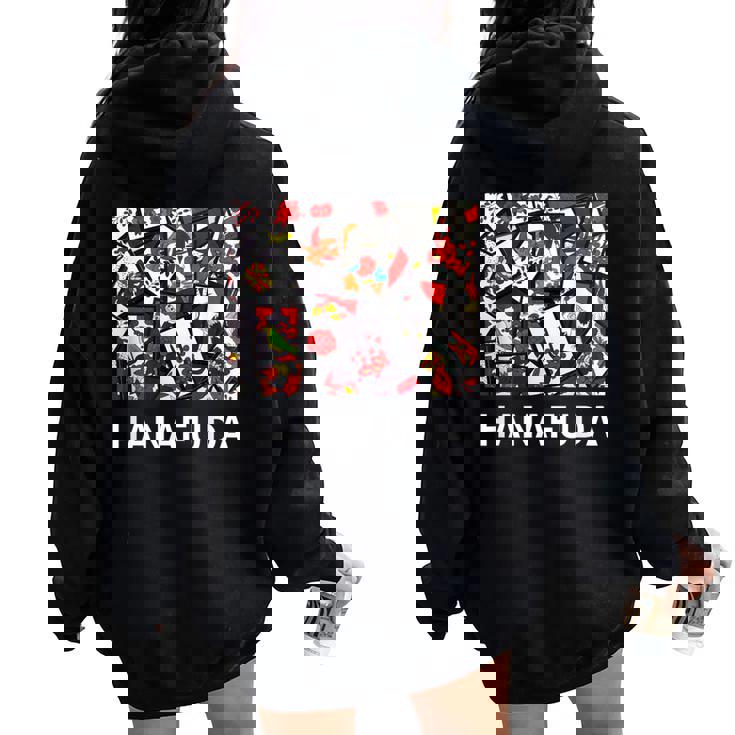 花札tシャツ 日本 カードゲーム レディース オーバーサイズ パーカー バックプリント