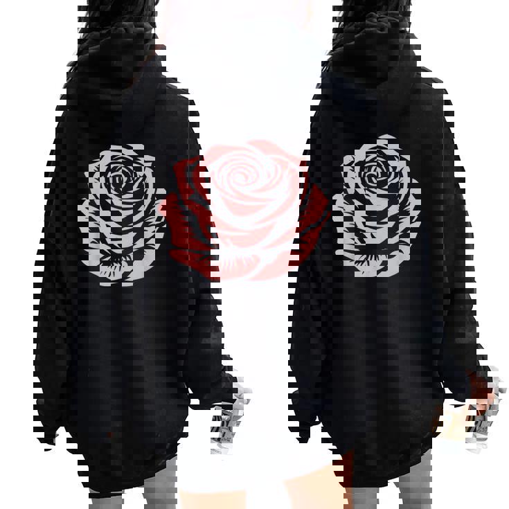赤 バラ 花 バラの頭 庭 夏 Rose Red Flower Roses レディース オーバーサイズ パーカー バックプリント