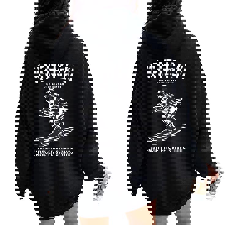 還暦祝い スキー好き 雪好き 父 母 男性 女性 60歳お祝い Embrace Life'ski Trails レディース オーバーサイズ パーカー バックプリント