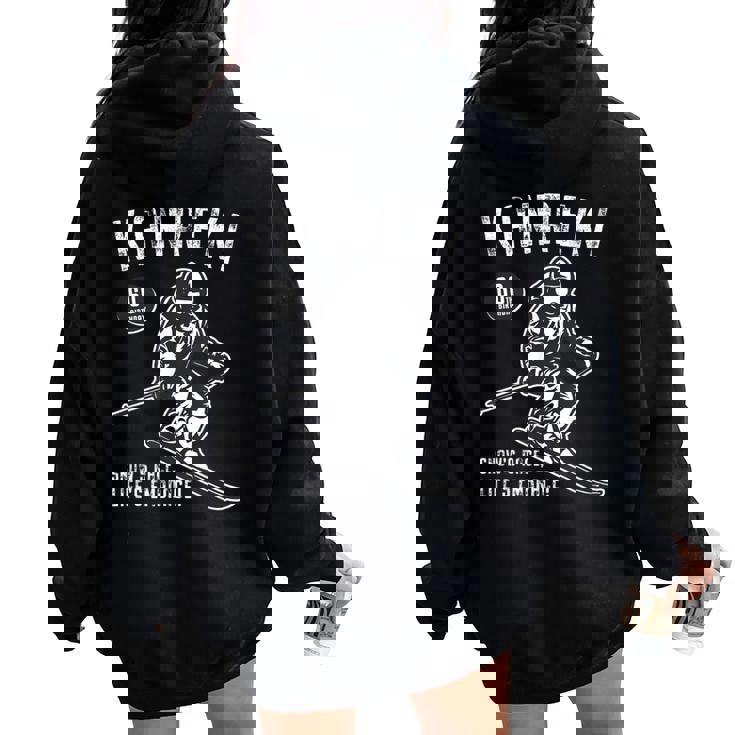 還暦祝い スキー好き 雪好き 父 母 男性 女性 60歳お祝いnow's Race Life's Embrace レディース オーバーサイズ パーカー バックプリント