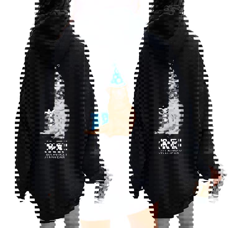 還暦祝い 犬好き 男性 女性 父 母 還暦 お祝い 60歳 かわいい 犬 パグ おしゃれ おもしろ 赤色 レディース オーバーサイズ パーカー バックプリント