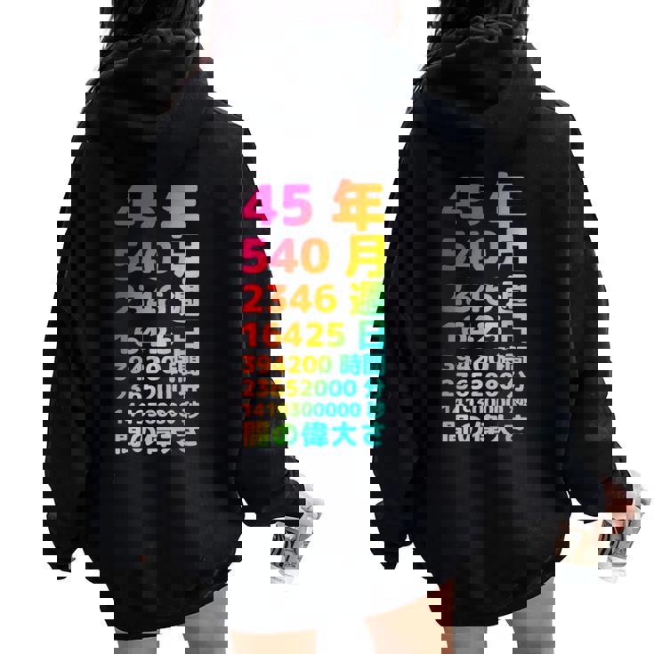 面白い45歳の誕生日の古いメーター 面白い45歳のギフト 女性 男性 面白い電卓 45歳の誕生日のギフト レディース オーバーサイズ パーカー バックプリント