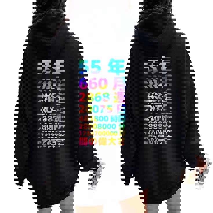 面白い55歳の誕生日の古いメーター 面白い55歳のギフト 女性 男性 面白い電卓 55歳の誕生日のギフト レディース オーバーサイズ パーカー バックプリント