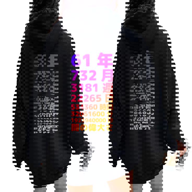 面白い61歳の誕生日の古いメーター 面白い61歳のギフト 女性 男性 面白い電卓 61歳の誕生日のギフト レディース オーバーサイズ パーカー バックプリント