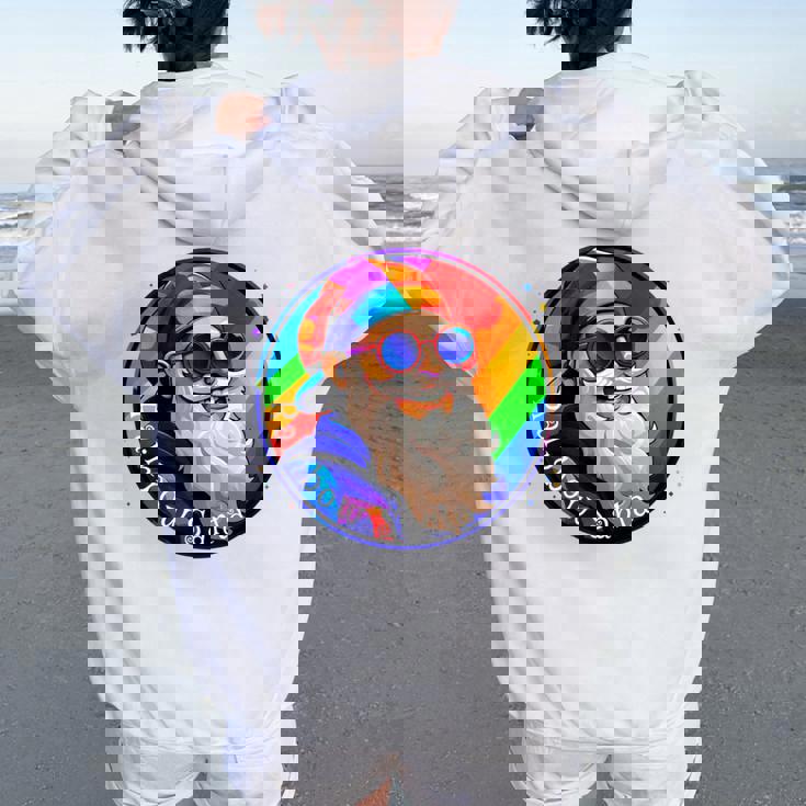 Santaclaus Rainbow 長袖tシャツ レディース オーバーサイズ パーカー バックプリント