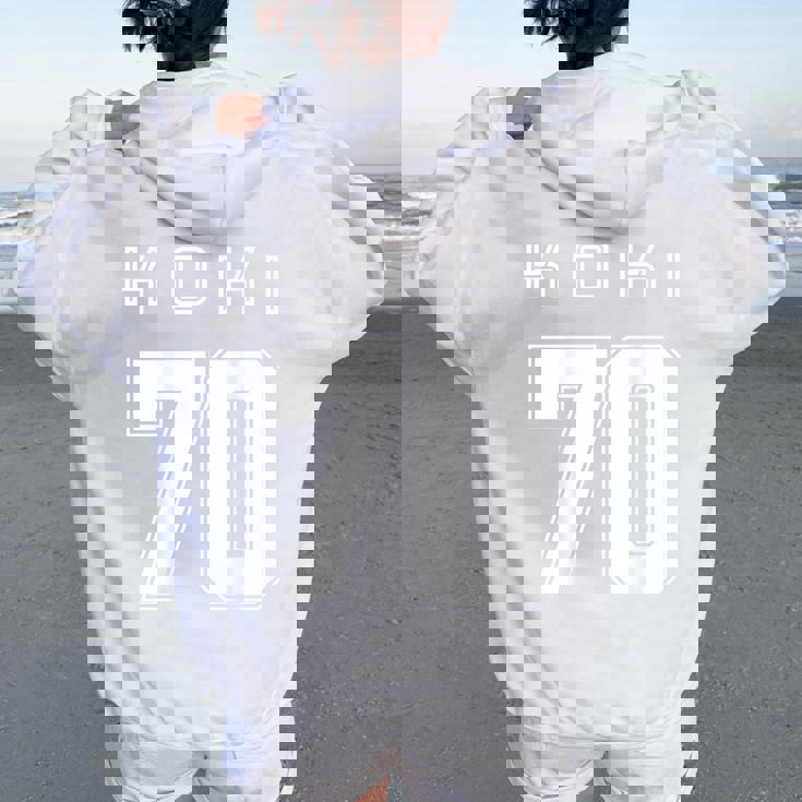 70 歳 古希 祝い 70歳 70才 お祝い 男性 女性 古希祝い 父 母 こき 背番号 バックプリント 紫 レディース オーバーサイズ パーカー バックプリント