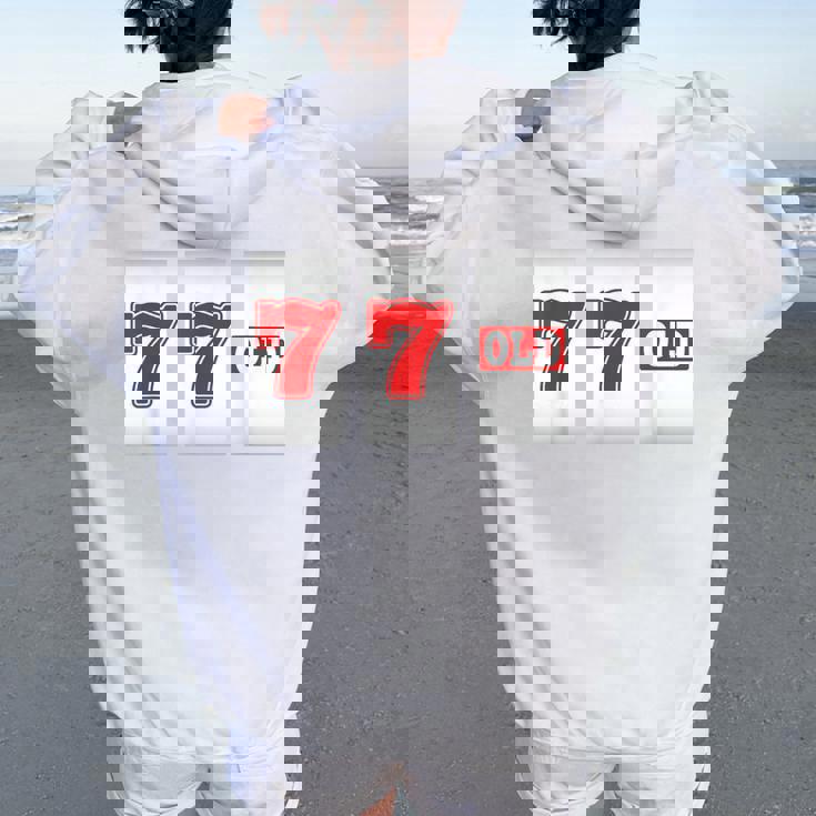 77 歳 喜寿 77歳 77才 お祝い 男性 女性 喜寿祝い 父 母 きじゅ 誕生日 スロット パチスロ レディース オーバーサイズ パーカー バックプリント