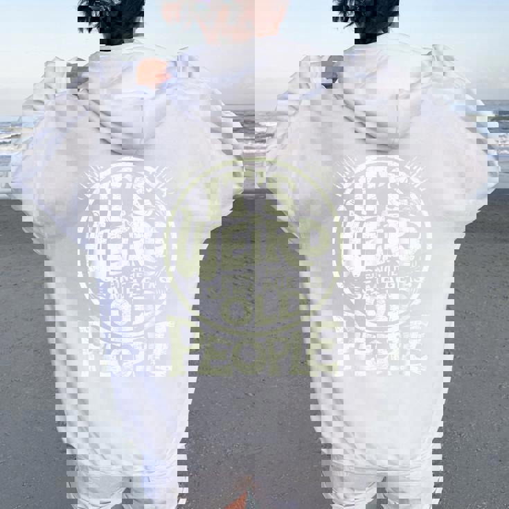 Theame Age As Old People 面白いレトロエイジジョーク レディース オーバーサイズ パーカー バックプリント