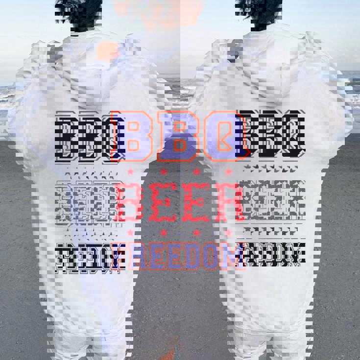 Bbq Beer Freedom レディース オーバーサイズ パーカー バックプリント